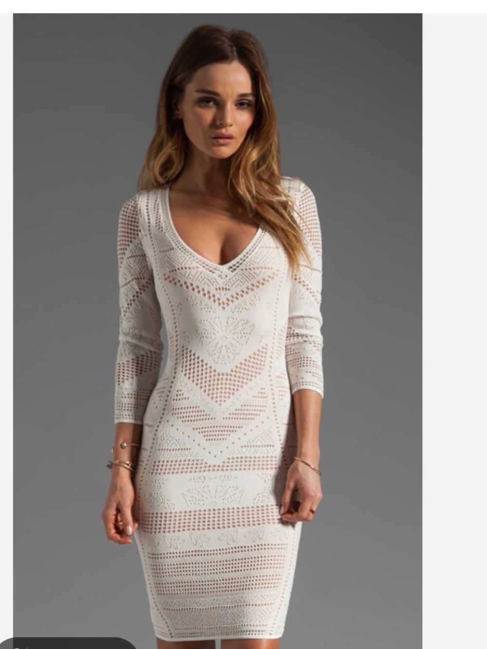 NWT REVOLVE Catherine Malandrino Pointelle Dress in Ivory Women’s SZ Medium